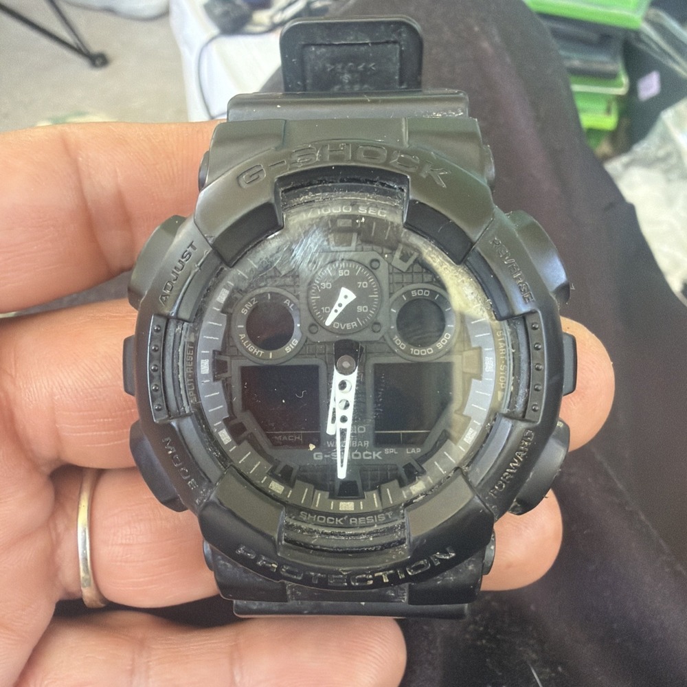 Casio G-Shock 5081 GA-100 Mens Watch 51mm Black Used Works-Needs Battery